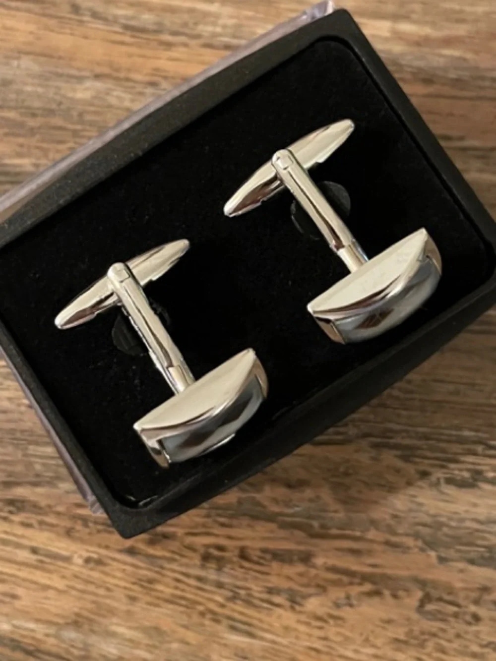 Silver Faceted Precious Mother Of Pearl Cufflinks - Elegant Men's Accessory